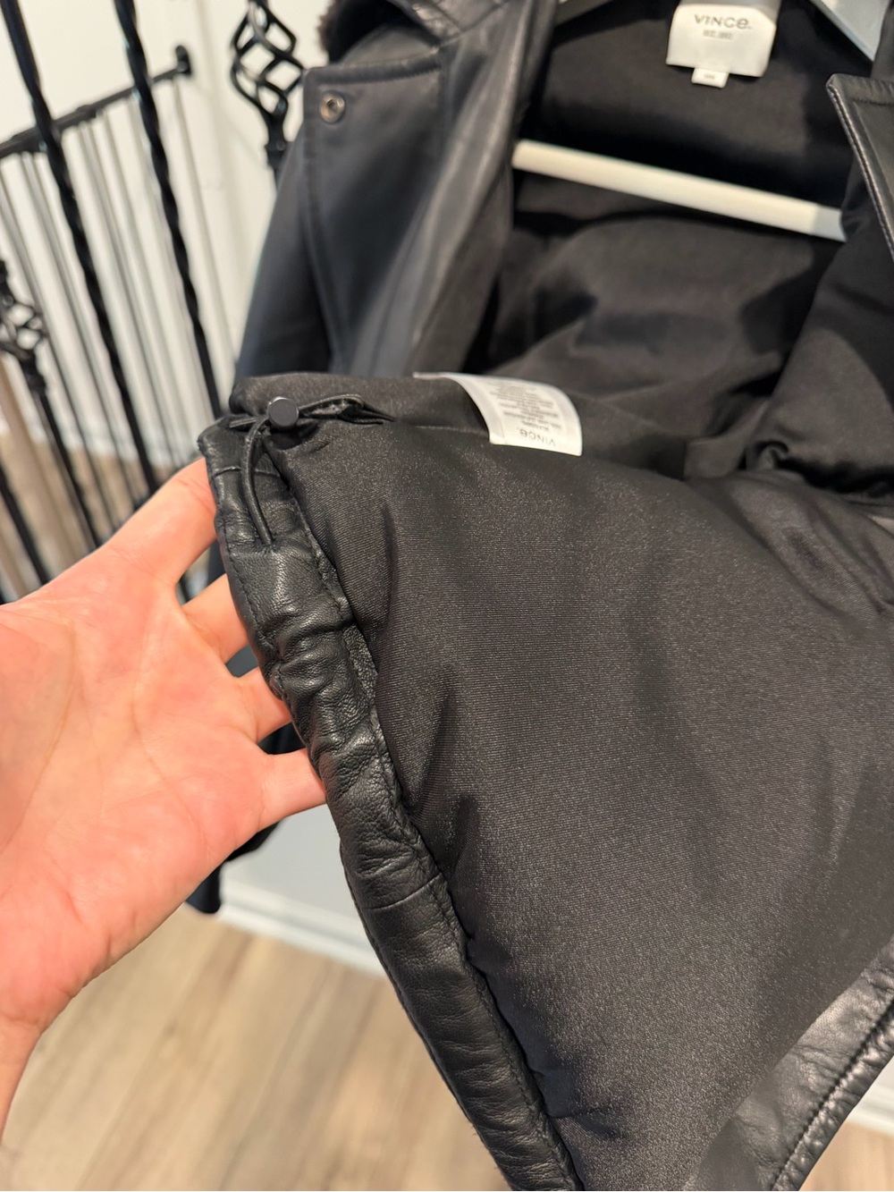 Vince Black Leather down Jacket. Like new . - Picture 5 of 6